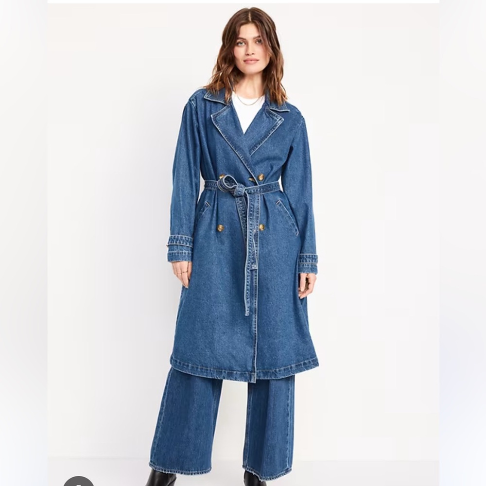 Old Navy Denim Double Breasted Trench Coat